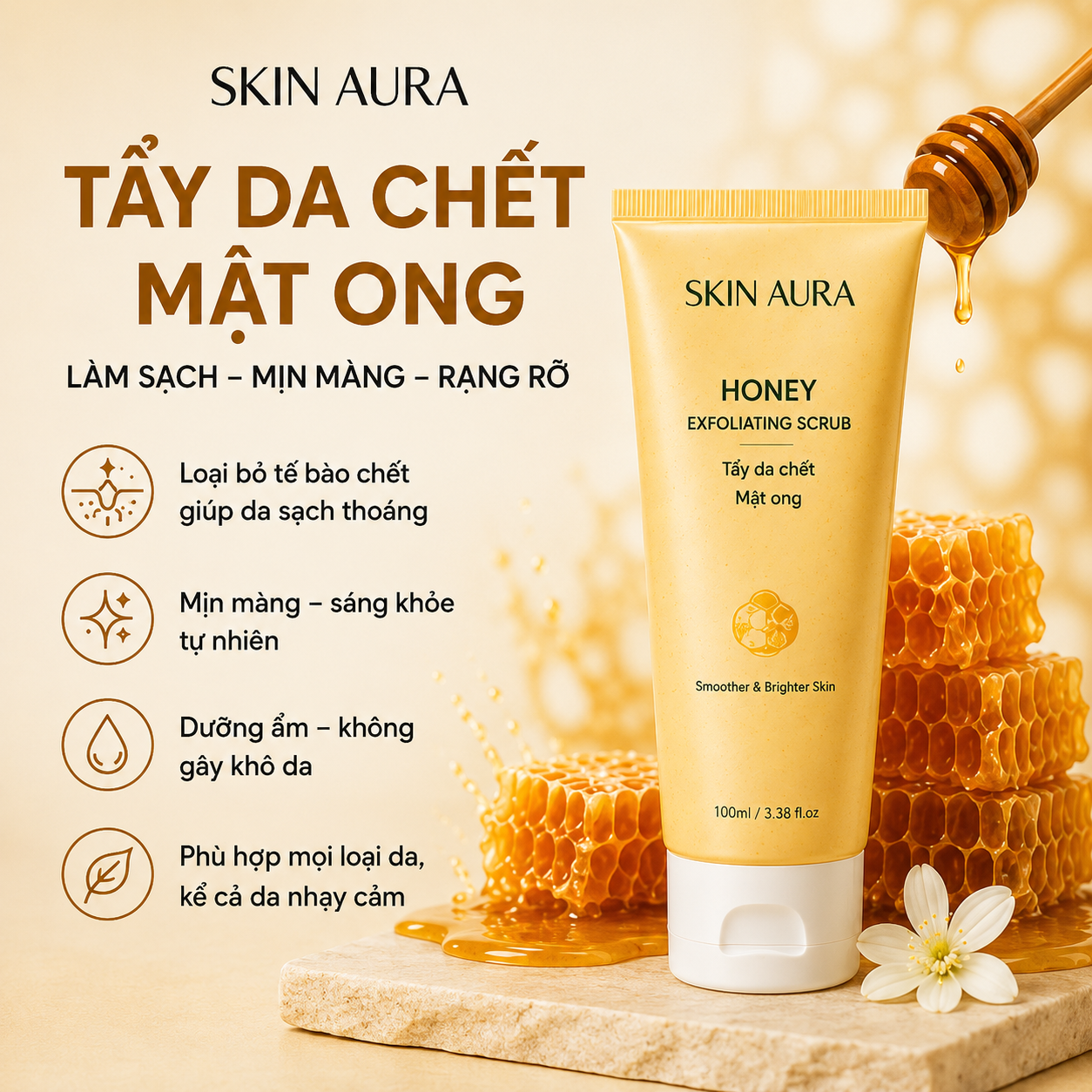 Tẩy Da Chết Mật Ong Skin Aura – Làm Sạch Sâu
