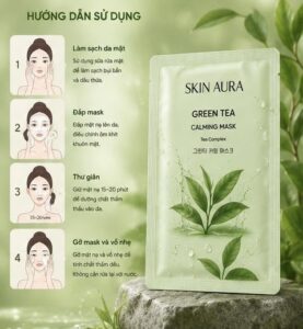 Chiết xuất trà xanh thường được sử dụng trong các công thức chăm sóc da nhờ cảm giác dễ chịu và tươi mát. Khi kết hợp với chất liệu mặt nạ mềm và lượng tinh chất vừa đủ, sản phẩm có thể tạo ra khoảng thời gian thư giãn sau một ngày làm việc hoặc học tập